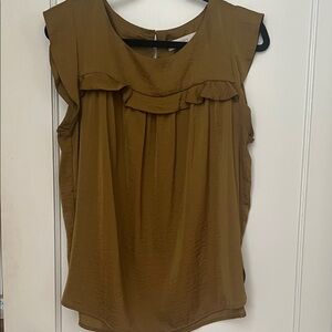 LOFT Mustard/ olive green Ruffled Sleeveless Blouse